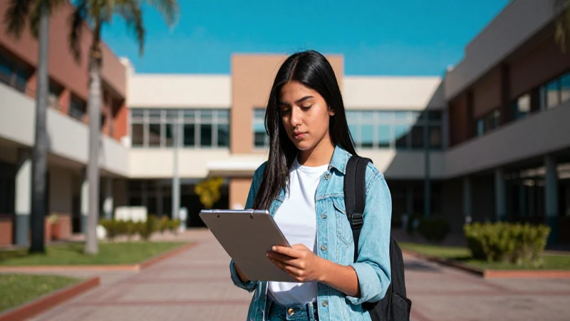 Estudiante mexicano brillante en campus universitario