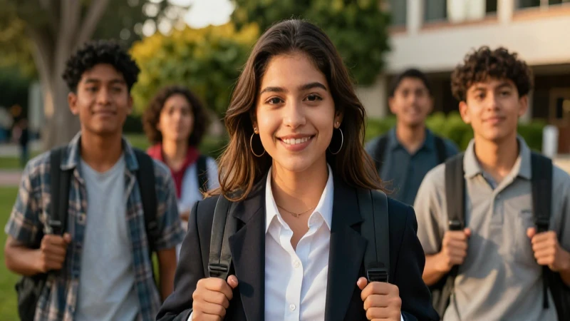 Retrato estudiantil mexicano alegre al atardecer