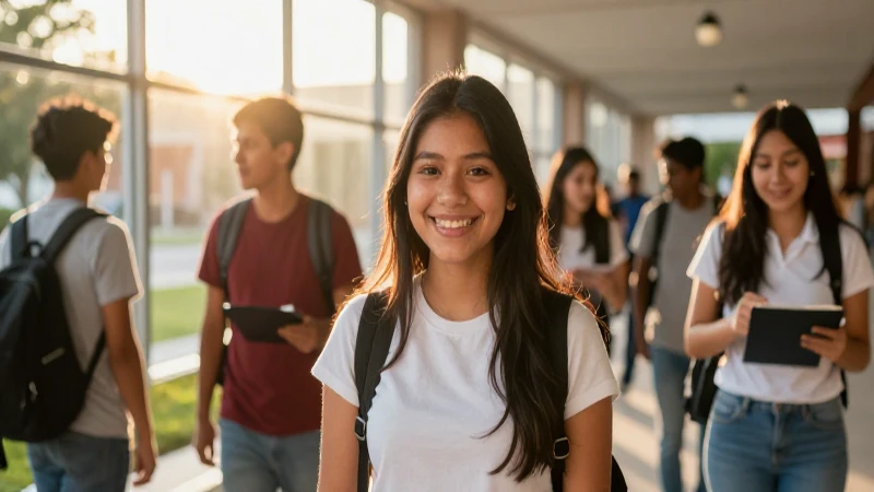 Estudiante mexicano en luz dorada simboliza oportunidad