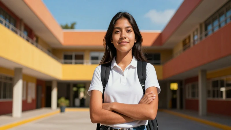 Estudiante mexicano vibrante en campus brillante