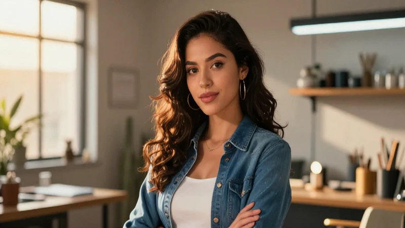 Retrato dinámico de mujer mexicana, estilo digital y cinematográfico