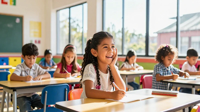 Niños alegres en un aula vibrante y moderna
