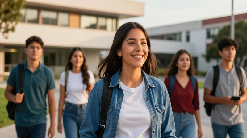 Estudiantes mexicanos son felices en el campus universitario