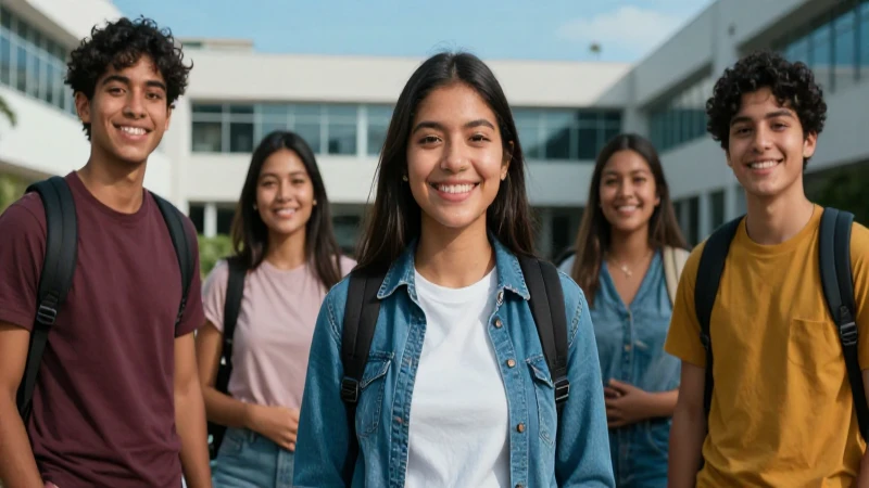 Joven mexicano sonríe en campus universitario