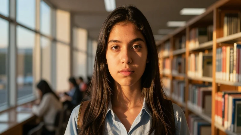 Estudiante mexicano con mirada enfocada en la universidad
