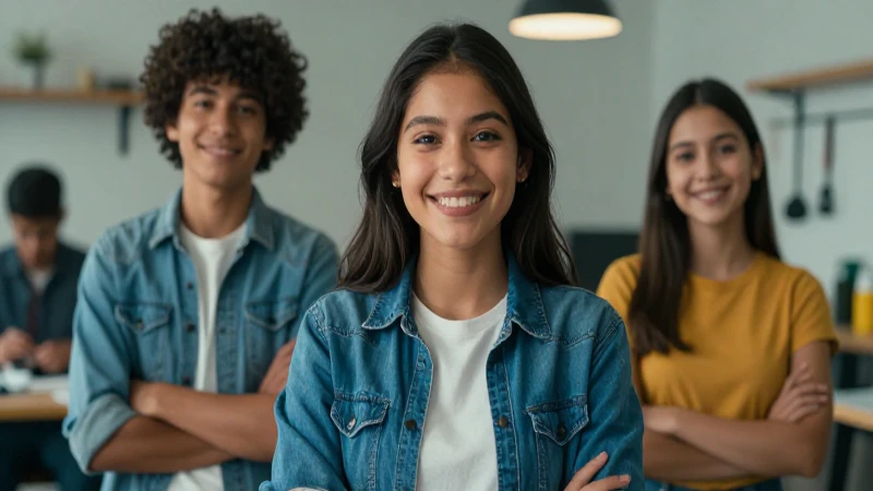 Retrato cinematográfico de estudiante mexicano sonriente