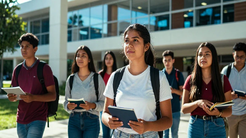 Estudiantes mexicanos en campus moderno