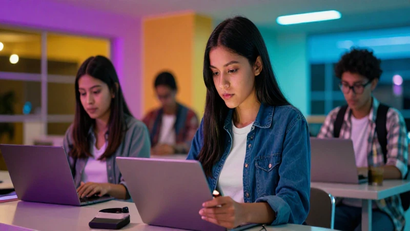Estudiante mexicano estudiando en campus moderno