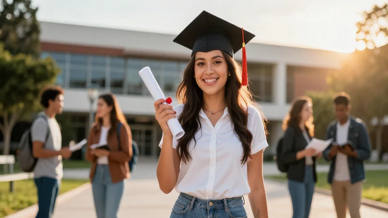 Estudiante mexicana celebra su graduación