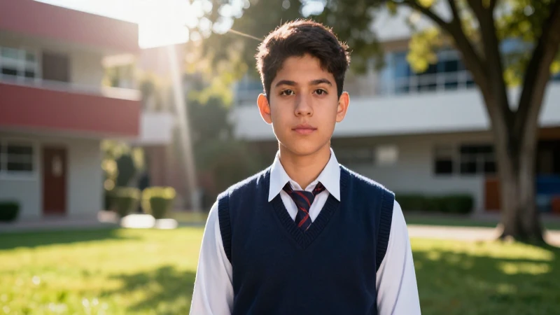 Estudiante mexicano aspirante en un campus vibrante