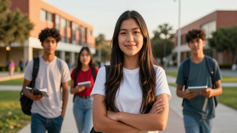 Estudiante mexicano sonriente en luz dorada