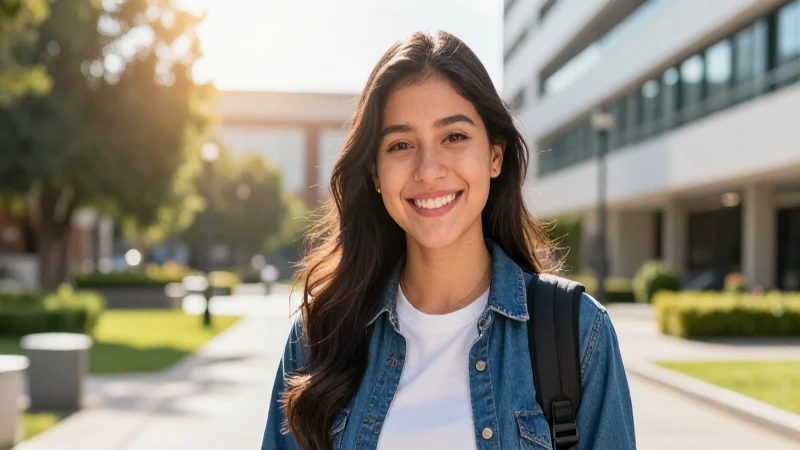 Estudiante brillante, campus mexicano