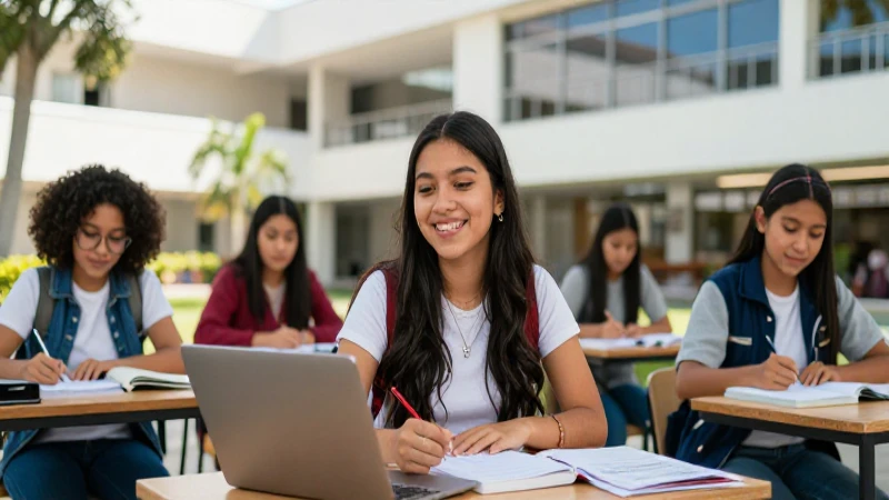Estudiantes mexicanos brillan con alegría en su campus