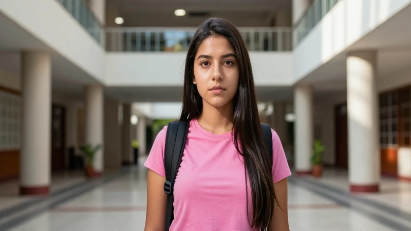 Estudiante mexicana en universidad moderna