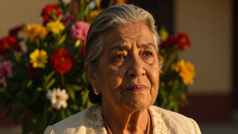 Retrato digno de anciana mexicana con estética dorada