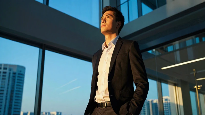 Profesional ambicioso en moderno entorno corporativo