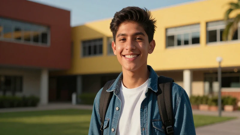 Joven estudiante sonriendo con éxito