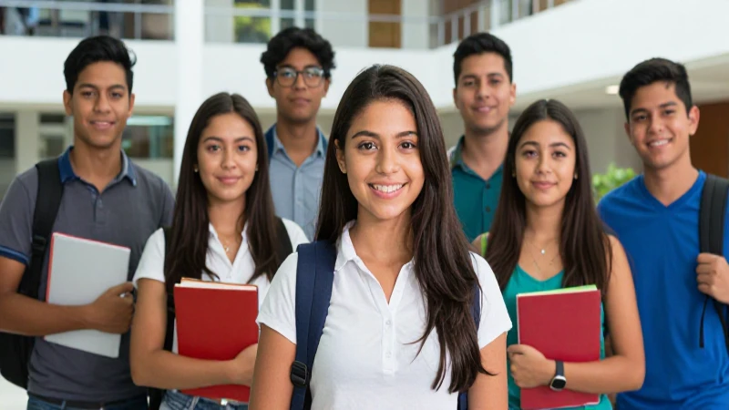 Estudiantes mexicanos ambiciosos en campus vibrante y cinematográfico