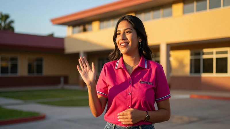 Instructor mexicano vibrante en campus moderno