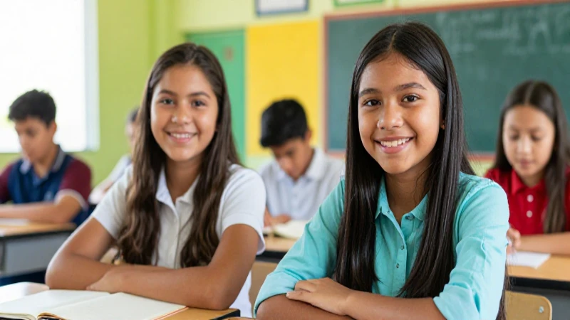 Dos estudiantes mexicanos son retratados en una clase brillante