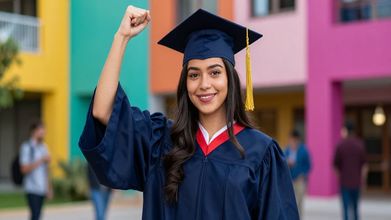 Joven graduada mexicana celebra su logro académico