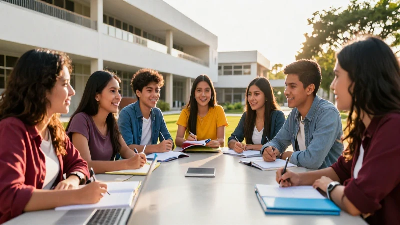 Jóvenes mexicanos exitosos en un campus moderno