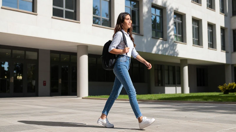Estudiante mexicano dinámico en campus moderno
