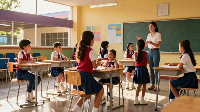 Estudiantes mexicanos alegres en su aula vibrante