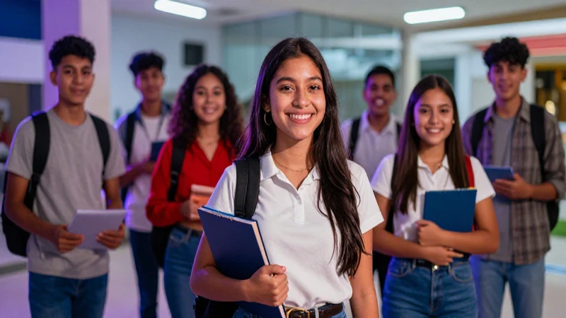 Estudiantes mexicanos sonrientes en entorno académico