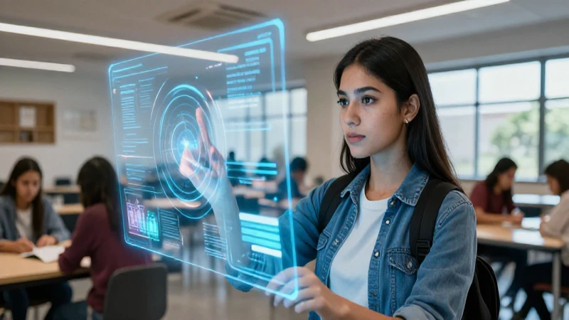 Estudiante mexicano en campus tecnológico avanzado
