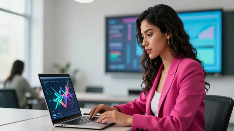 Joven profesional mexicana analizando datos