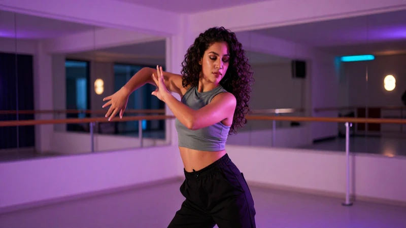Dinámica bailarina mexicana en estudio moderno
