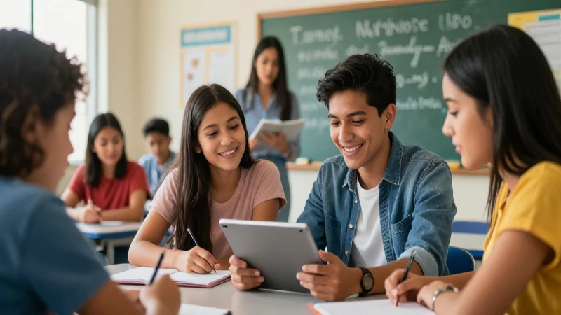 Estudiantes mexicanos colaboran en un aula moderna