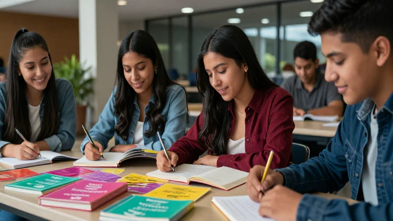 Estudiantes mexicanos aprendiendo vocabulario de inglés