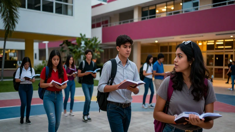 Estudiantes mexicanos modernos en un campus dinámico
