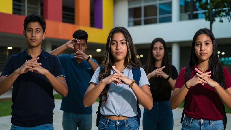 Estudiantes mexicanos aprendiendo lengua de señas