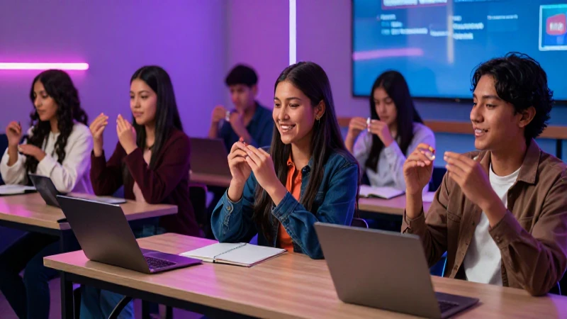 Estudiantes mexicanos aprendiendo lengua de señas