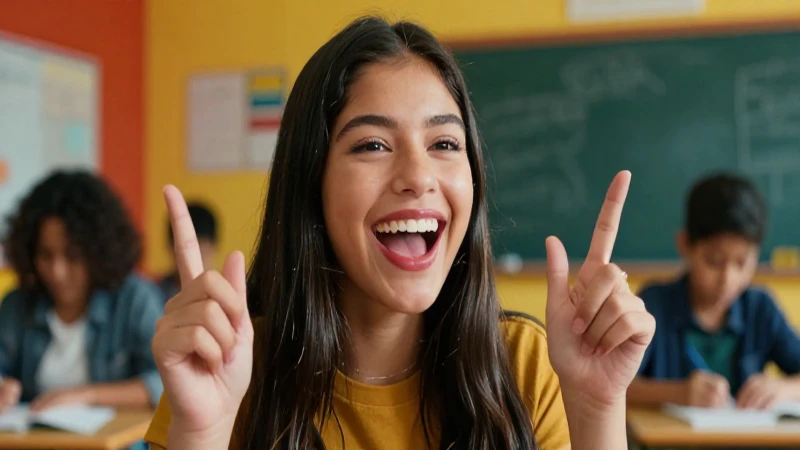 Joven mexicana entusiasta en clase
