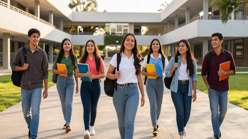 Estudiantes mexicanos sonriendo en campus