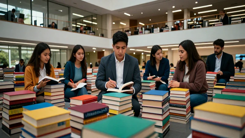 Estudiantes mexicanos colaborando en un campus moderno