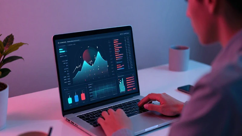 Joven profesional con visualización de datos vibrante