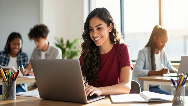 Estudiante mexicana sonriente en estudio moderno
