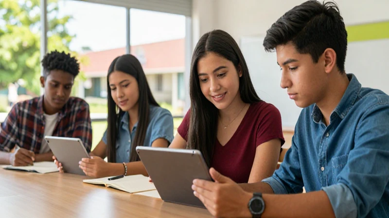 Jóvenes mexicanos estudian en aula moderna