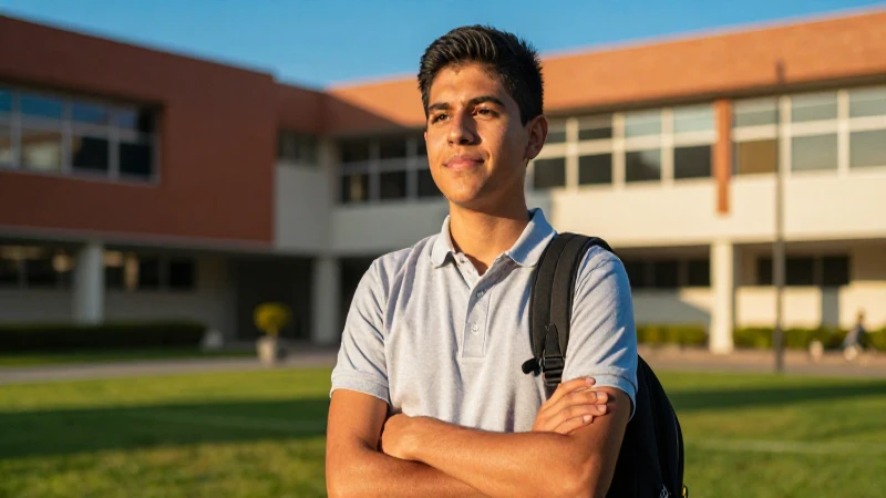 Joven mexicano exitoso con optimismo universitario