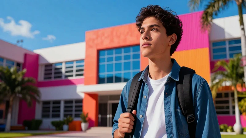 Estudiante mexicano, arte digital vibrante y moderno