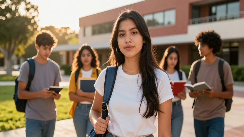 Estudiante mexicana exitosa en luz dorada