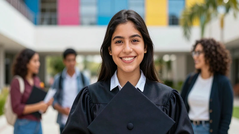 Estudiante mexicano sonriendo en campus universitario