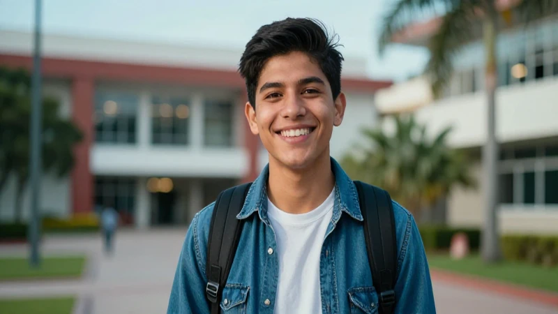 Estudiante mexicano sonriente en campus universitario