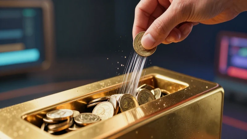 Monedas digitales en slot futurista dorado