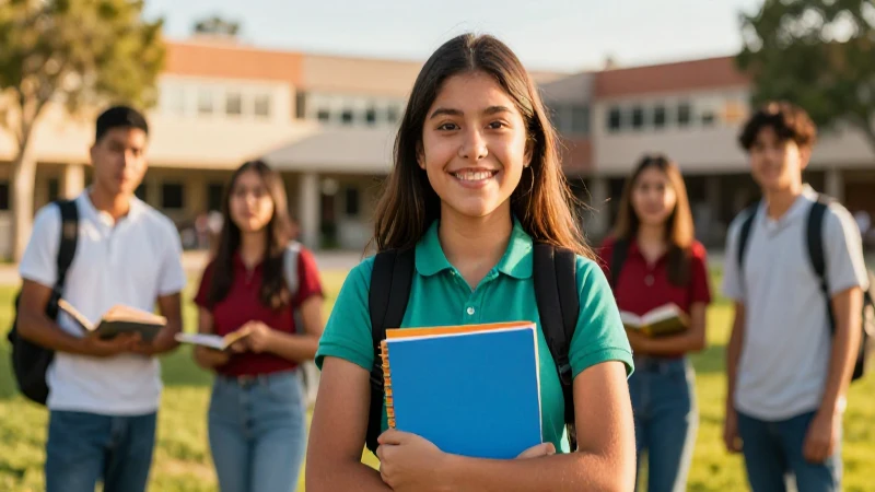 Estudiante mexicana, futuro y campus vibrante